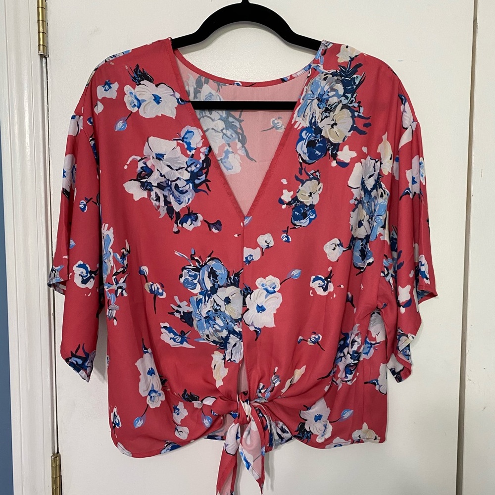 Floral Tie Front Top